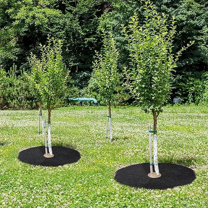 Non-Woven Tree Mulch Non-Woven Tree Mulch Ring Weeding Barrier Protector Mat Plant Cover Anti Grass Gardening Fabric Weed Control 15cm-82cm Tree Mulch Mats(5 PCS 42cm)
