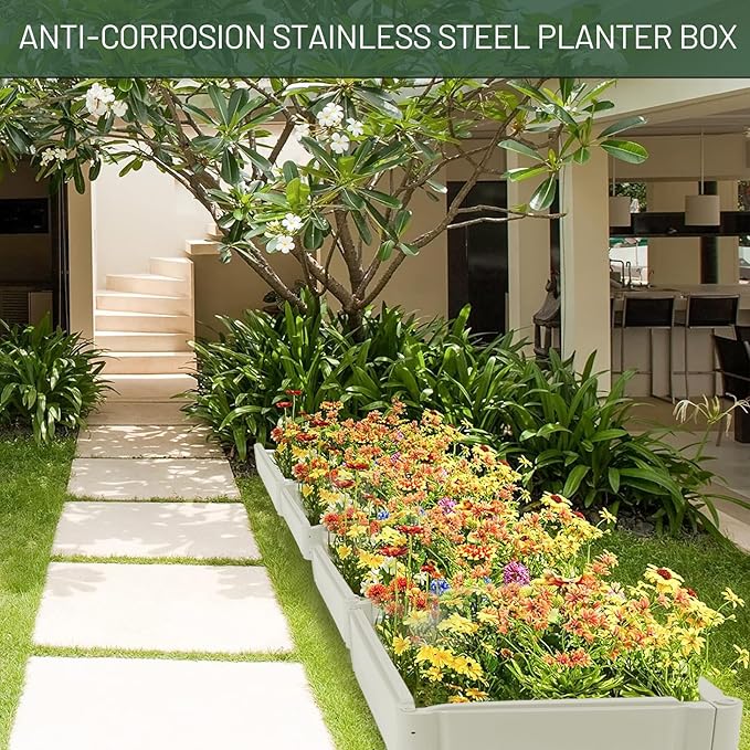 Raised Garden Bed Outdoor Planter Box Large Rectangular Planter for Outdoor Patio/Porch Durable All-Weather Use with Water Storage Long-Lasting
