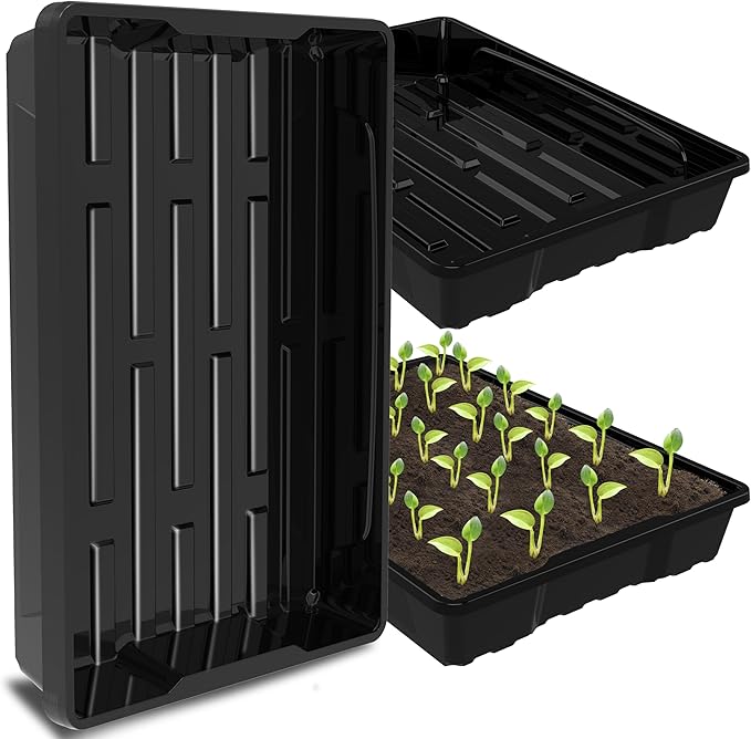 Gardzen 10 Pack Seed Trays Reusable Plant Grow Trays Ideal for Seed Starting Microgreens Indoor Gardening and Greenhouse Plant Nurseries - No Drain Holes 15.7 x 11.6