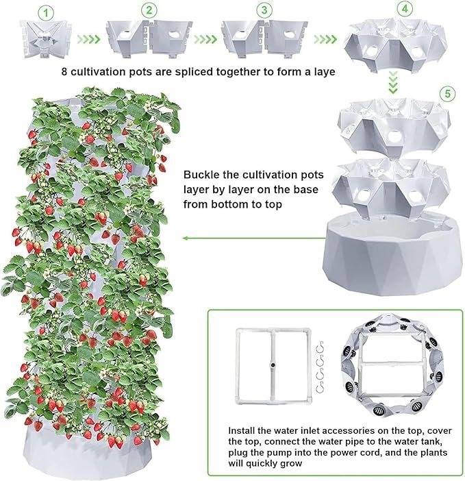 Hydroponic Growing Kits Vertical Hydroponic Indoor Growing System ｜Hydroponic Tower Grow System Kit Multi-Layer for Grow Fruits Vegetables Garden Germination Ki
