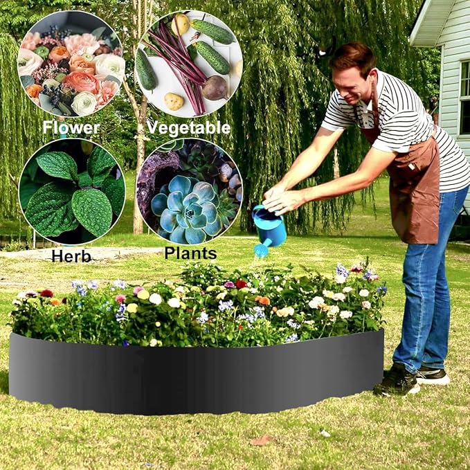 Raised Garden Beds Outdoor Raised Beds for Gardening Corner Fence HDPE 1.8x19.7FT Planter Boxes Outdoor Flower Bed Garden Bed Planter Raised Beds Large Flower Edging Landscape Garden Edging Border