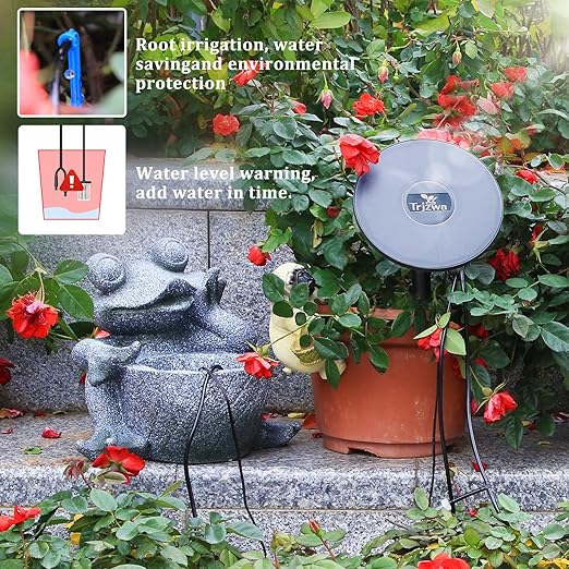 Solar Irrigation System TRJZWA 2 Pack Automatic Drip Irrigation Kit for Outdoor/Indoor Garden Watering System with Water Level DetectionDrip Irrigation System for 15 Potted Plant with 15m Water Hose