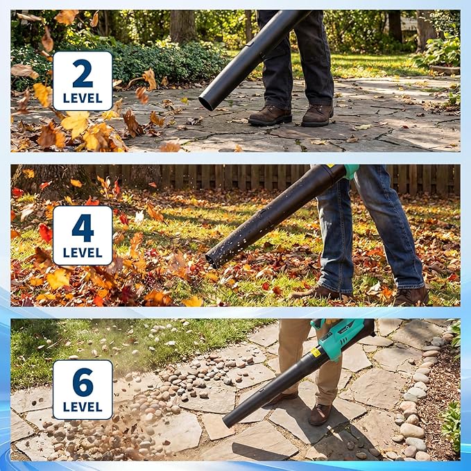 Cordless Leaf Blower - 550 CFM / 130 MPH Ideal for Wet Leaves Heavy-Duty Leaf &amp Outdoor Spaces with 2 * 2.0 Batteries &amp Charger