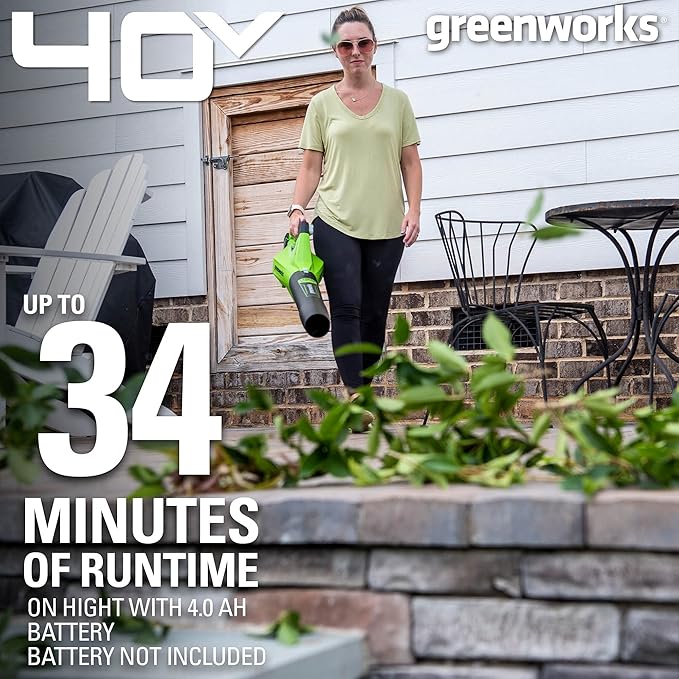 Greenworks 40V (120 MPH / 450 CFM / 75+ Compatible Tools) Cordless Axial Leaf Blower Tool Only