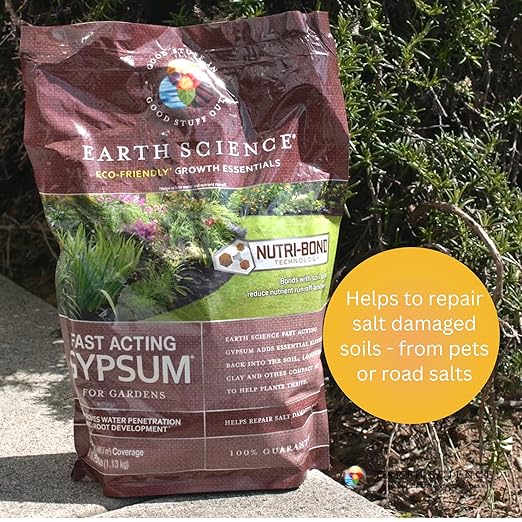 Earth Science Fast Acting Gypsum &amp Sulfur Bundle - Soil Conditioner &amp pH Adjuster Boosts Root Growth &amp Color Improves Nutrient Absorption Safe for Kids &amp Pets 5 lb Bags Each Long
