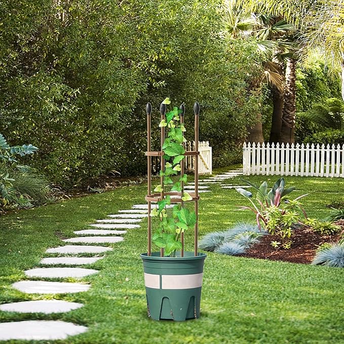 Trellis Climbing Plants 1 PC Thick Plastic-Coated Steel Plant Support Multifunctional Anti-Rust Outdoor Trellis Garden Flower Screen Cucumber Ivy Rose Grape Pea B Lackberry Vine W15*H60CM