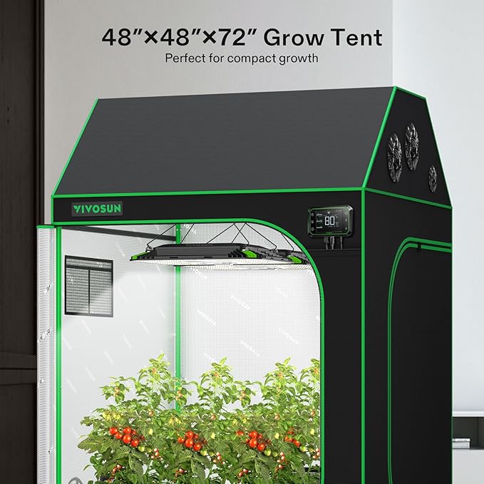 VIVOSUN R446 4x4 Grow Tent 48x48x72 Roof Cube Tent with Observation Window and Floor Tray for Hydroponics Indoor Plant for VS4000/VSF4300