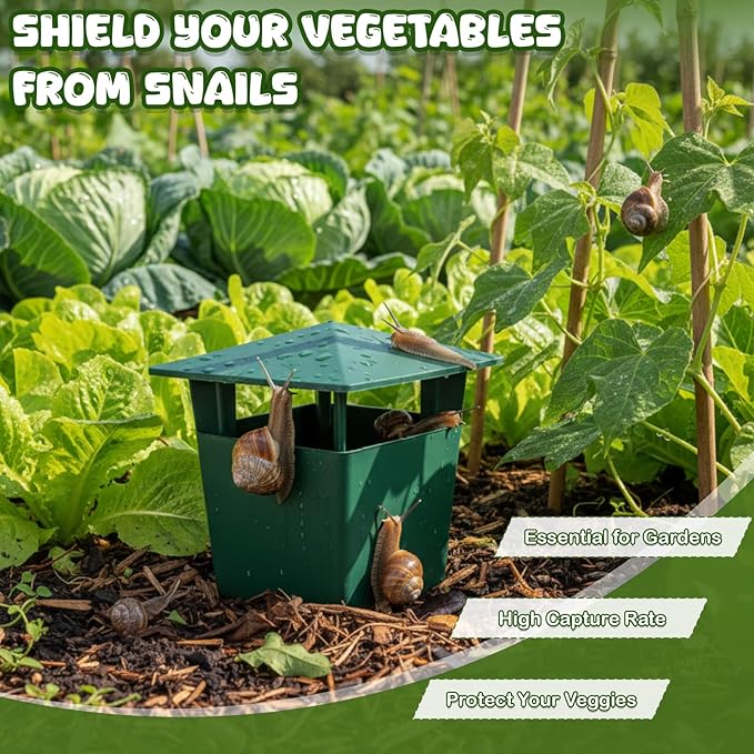 10 Pack Slug Snail Traps for Garden Reusable Beer Bait Snail Catchers with Pentagonal Lid Plastic Slug Houses for Outdoor Garden Vegetable Beds Farm(Green)