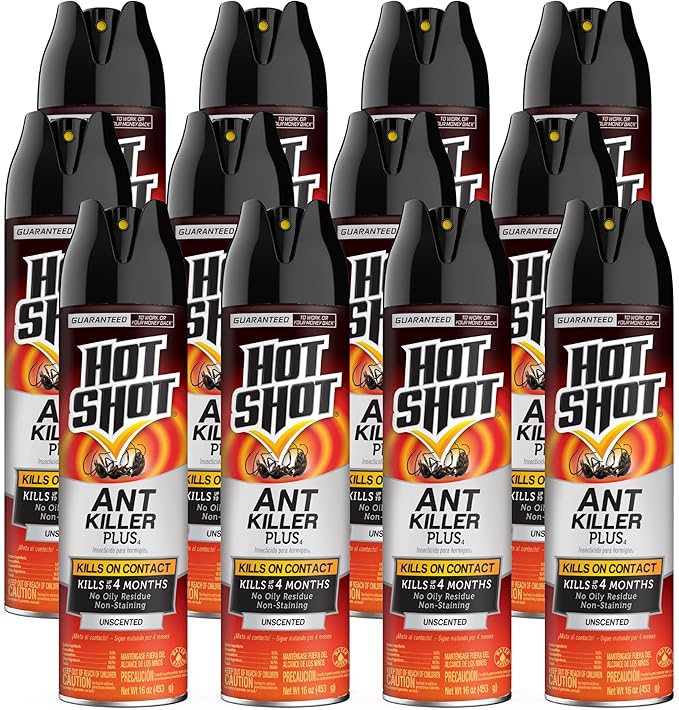 Hot Shot Ant Killer Plus Aerosol Unscented Kills On Contact 12 Pack