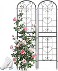 87x20 Inch Black Metal Garden Trellis Heavy Duty Outdoor Tall Plant Trellis for Climbing Rose Bush Clematis Jasmine Morning Glory Flowers &amp Vines 2 Pack