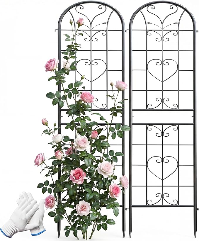 87x20 Inch Black Metal Garden Trellis Heavy Duty Outdoor Tall Plant Trellis for Climbing Rose Bush Clematis Jasmine Morning Glory Flowers &amp Vines 2 Pack
