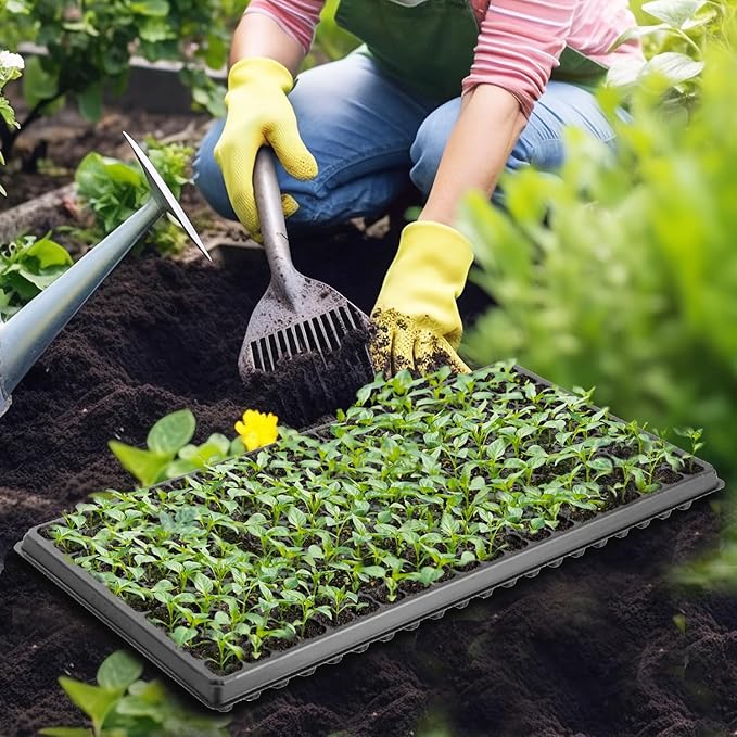 200 Cell Plug Tray 10pcs-Pack Thick Durable Seed Starter Flats Vegetable Fruit Seeds Seedling Plastic Plug Farmer Nursery Trays Propagation