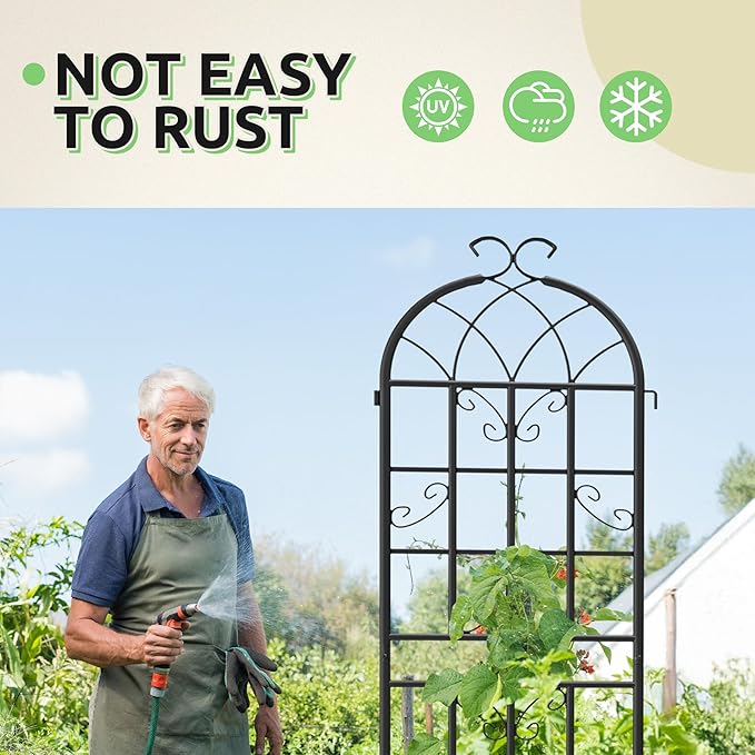 4 Pack 71x20in Garden Trellises Butterfly Black Metal Coated Rustproof Trellis for Climbing Plants Outdoor Roses Vegetables Vines Cucumbers
