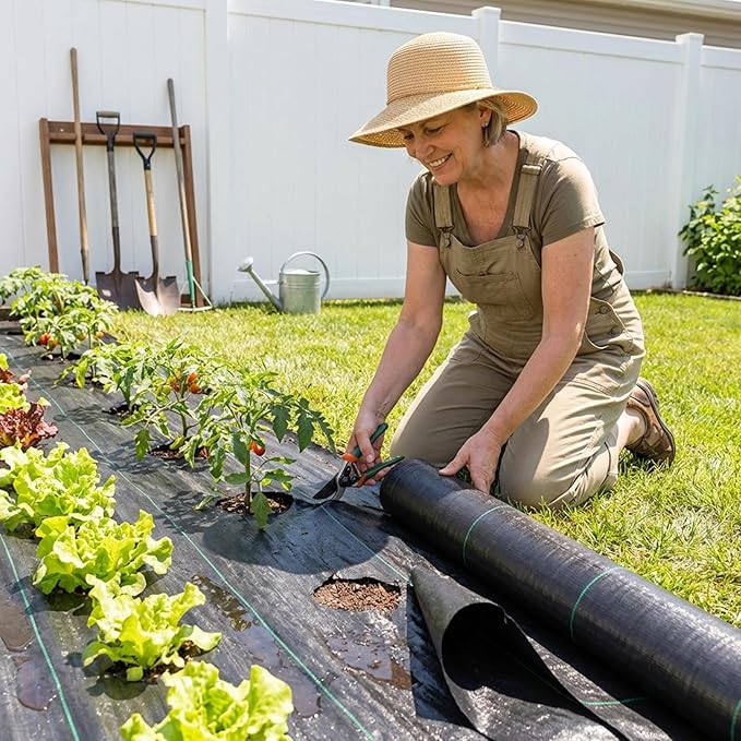 Geotextile Fabric Heavy Duty Weed Barrier Fabric Woven 1x20m Ground Cover for Garden Driveway &amp Yard Black..