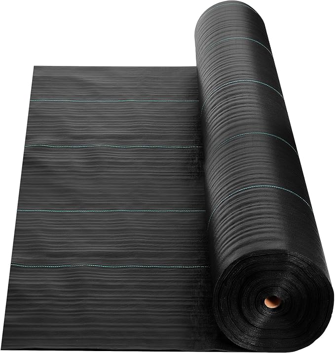VEVOR Weed Barrier Fabric Heavy Duty 13x115FT 3.5oz Landscape Fabric Woven Weed Blocker Fabrics Garden Fabrics Weeds Barrier Weeds Control Ground Cover Geotextile Webbing Gardening Mat Black