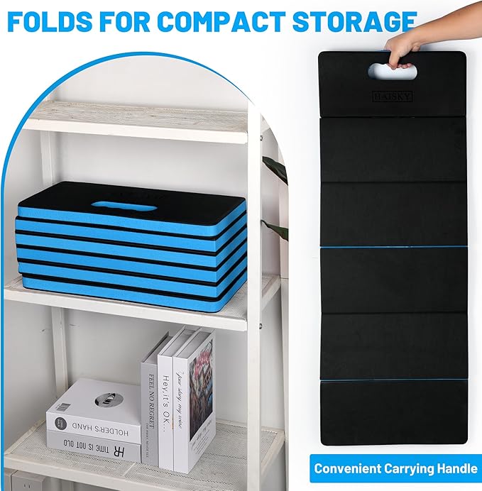Extra Thick Kneeling Pad for Working Under Car 47.2 * 17.7 * 1.2 Portable Foldable EVA Mechanic Mat for Garage Gardening Yardwork Workshop Blue &amp Black