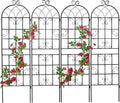 4 Pack Large Garden Trellis 71 H x 19.7 W Heavy Duty Rustproof Black Iron Plant Trellis for Potted Plant Support Metal Climbing Rose Trellis Vine Vegetable Cucumber
