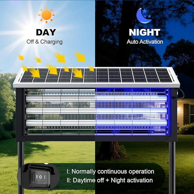 Solar Bug Zapper Outdoor 30W Large Mosquito Zapper Electric Mosquito Killer Outdoor Waterproof &amp Portable Fly Killer Rechargeable Flying Insect Trap for Patio Yard Garden Home Camping Bla