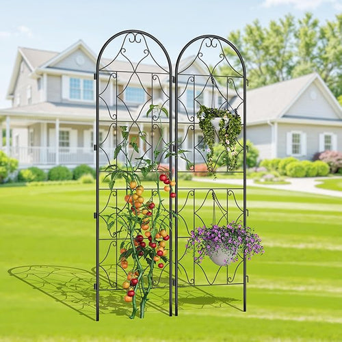 2 Pack Garden Trellis (74.80in x 21.65in) Rustproof Metal Trellis with Black CoatingArch Trellis for Climbing Plants Outdoor Plant Trellis for Supporting Roses Vegetables Vines and Flowers.