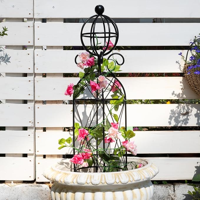 Garden Obelisk Trellis for Climbing Plants - 27.1 x 7.8 -Durable Metal Design Rust-Proof Ideal for Indoor &amp Outdoor Use Perfect for Roses Topiaries and Garden Decor