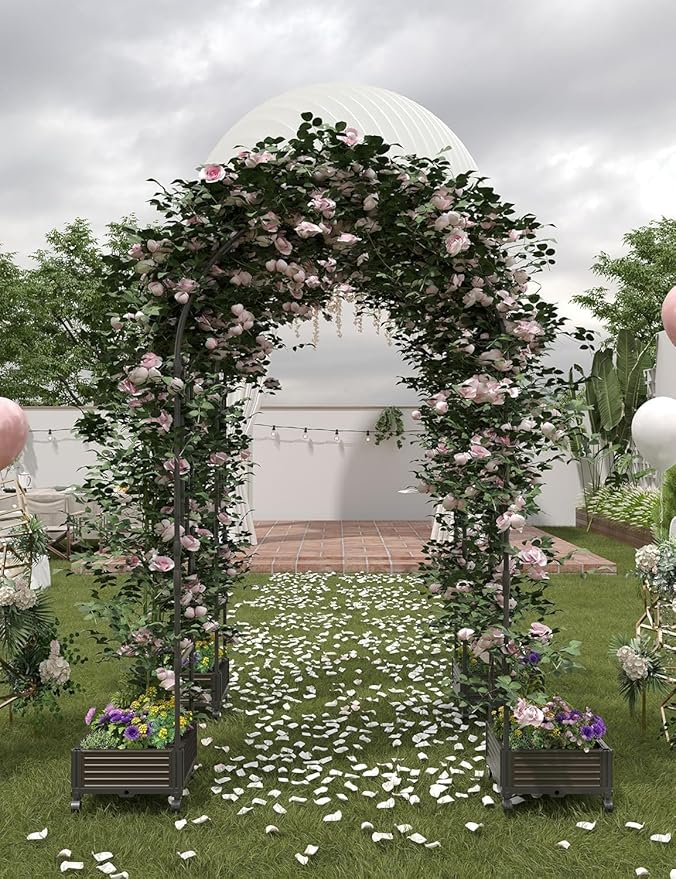 Span 70.9 Garden Arch Trellis for Climbing PlantsMetal Arch Frame Outdoor Garden Arbors and Arches for Halloween Christmas Birthday Party Baby Shower Decoration