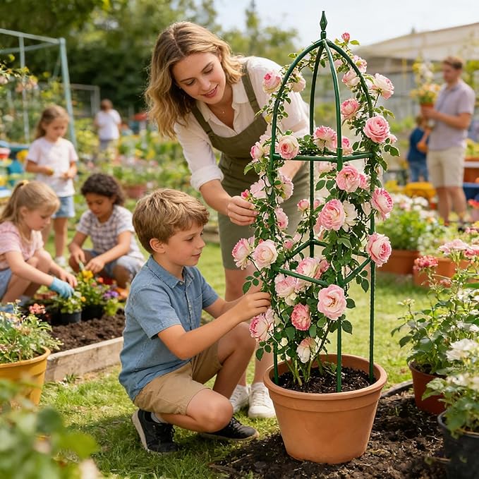 Garden Trellis - Adjustable Vertical Support Stake | Flowers Steel Frame Vertical Stand Frame Holder All Weather Climbing Frames for Vines Flowers Pea Bean Tomato Clematis Window Sill Balcony