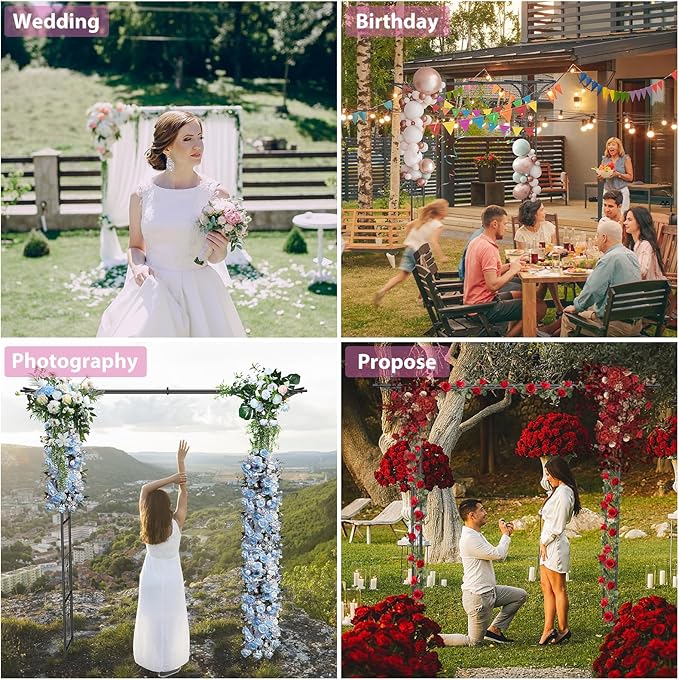 Garden Arch Trellis 7FT Wedding Arch Backdrop StandMetal Garden Arbor Trellis for Plant Climbing Outdoor Plant Arch with Anchored Pile Flower Arch Stand Balloon DecorArchway Pergola