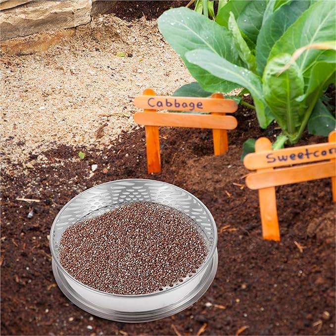 Stainless Steel Soil Sieve Garden Sieve Soil Sifter 4mm Mesh Metal Compost for Outdoor Gardening Potting Filter Cultivation Tools Set