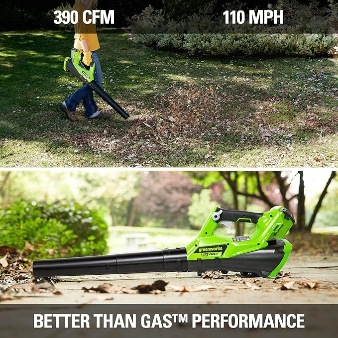 Greenworks 40V (110 MPH / 390 CFM) Cordless Axial Blower 2.5Ah Battery and Charger Included
