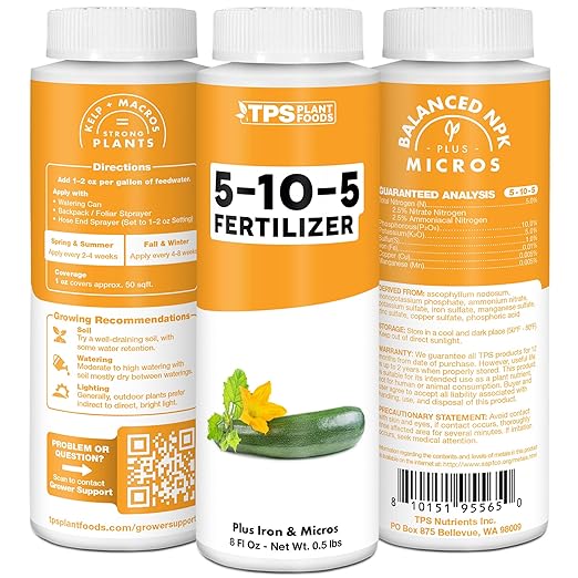 5-10-5 Fertilizer for Plants Great for Root Vegetables Fruiting Vegetables and Flowers Plant Fertilizer by TPS Plant Foods 32oz (1 Quart)