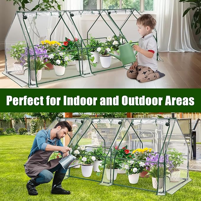 Mini Greenhouse for OutdoorPortable Greenhouse Outdoor Garden w/ Roll-up Zipper DoorWaterproof &amp UV Protected Green House for Outside Garden Patio Backyard96x36x36