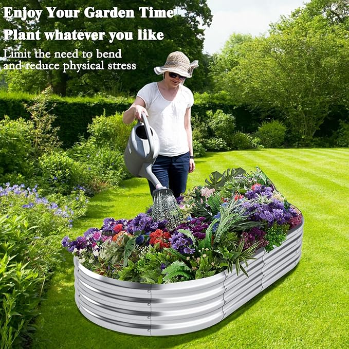 Galvanized Raised Garden Bed Kit 2packPlanter Raised Beds 6x3x1ft for GardeningOutdoor Metal Garden Bed Planter Box for FlowersFruitsVegega Raised Garden Bed
