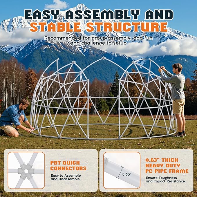 12 FT Garden Dome Greenhouse PVC Transparent Cover Quick Connect Plug Installation Waterproof Pop-up Green House 6-10 Person Bubble Tent for Patio Backyard Party Wedding