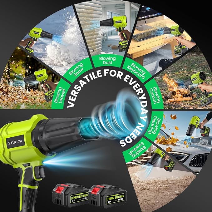 Cordless Leaf Blower 980000 RPM Handheld Leaf Blower with 2 X 4.0Ah Batteries &amp Charger Lightweight Leaf Blowers for Patio Cleaning Lawn Care Leaves Dust - Light Green