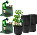 5 Gallon Nursery Pots (20-Pack) + 50ft Garden Hose with Spray Nozzle 2P + 3-in-1 Soil Tester 2P for Moisture/Light/pH | All-in-One Gardening Kit for Indoor/Outdoor Plants