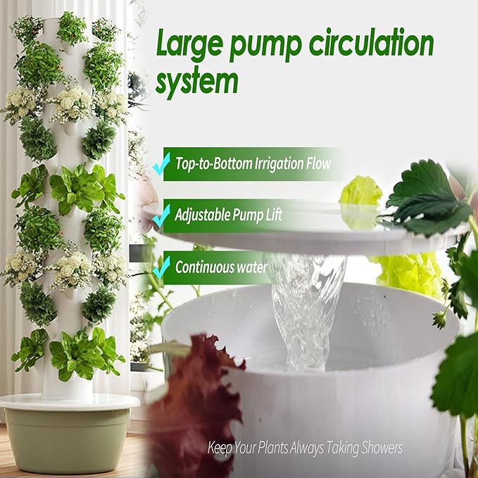 5/7/9 Tier Outdoor Indoor Hydroponic Grow Kit Hydroponics Growing System Tower with LED Grow Light for Gardening Lover7Tier (with Light)