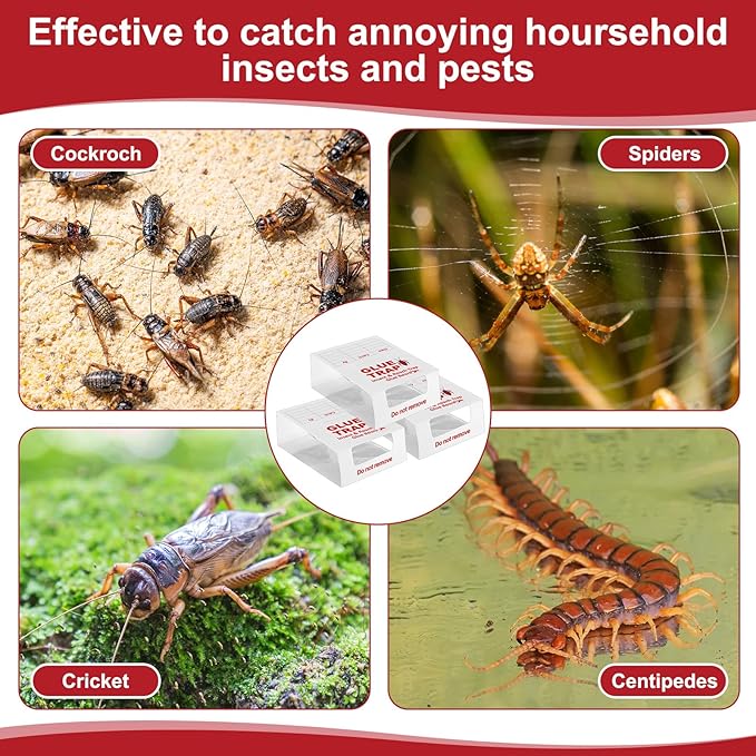 Qualirey 150 Pack/50 Sheets Spider and Insect Glue Insect Traps Glue Boards Bulk Adhesive Cockroach Cricket Sticky Traps for Mice Spider Moth Cockroaches Cricket House Indoor Outdoor