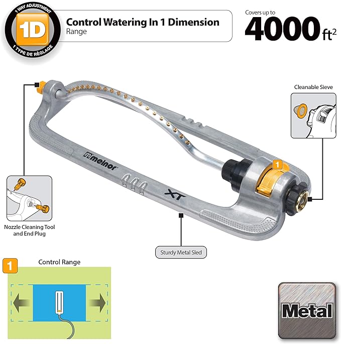 Melnor 65118-AMZ XT Metal Turbo Oscillating Sprinkler with QuickConnect Product Adapter Amazon Bundle 4000 sq. ft. Coverage
