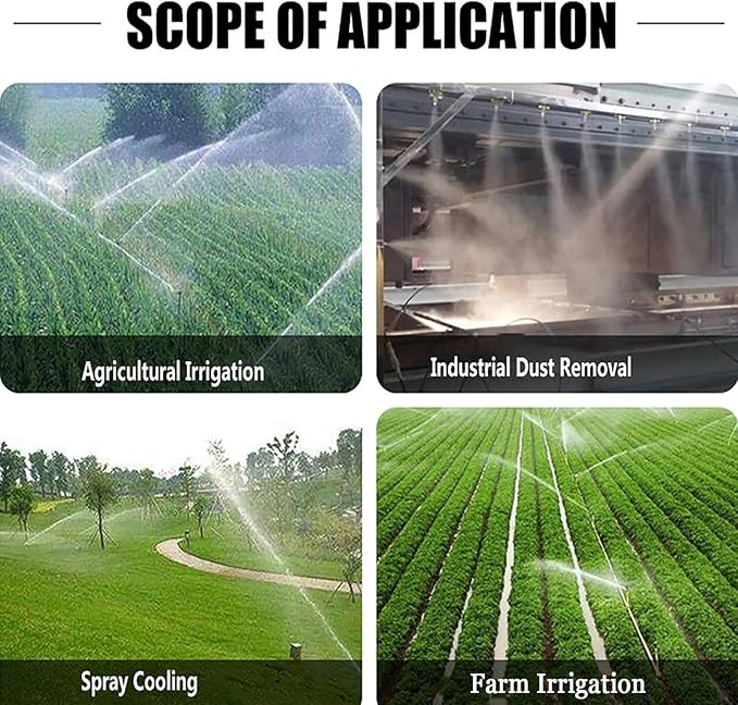 2 Farm Irrigation Sprinklers Tripod Sprinkler with Pressure Gauge 360°Adjustable Large-Area Watering Spray Flange Connection for Farmland Farm Irrigation Industrial Dust Removal