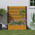 Vertical Screen Planter Bed - Raised Garden Box with Trellis for Climbing Plants Durable Privacy Fence Planter for Outdoor Patio Deck Aluminum Frame Yellow Teak with Base