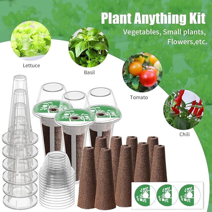 Indoor Garden Hydroponic System with LED Grow Light Hydroponic Tower 10 Pods Plant Germination Kit Height Adjustable Aeroponic Tower Garden System Black