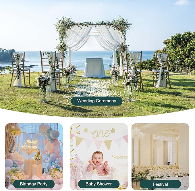AOWUAEG 10 X 10 Feet Wedding Arches for CeremonyEasy Assembly Square Garden Trellis Arch Metal with Basesfor Weddings Quinceaneras Anniversary Party Birthday Photo Booth Background Decoration(Gold)