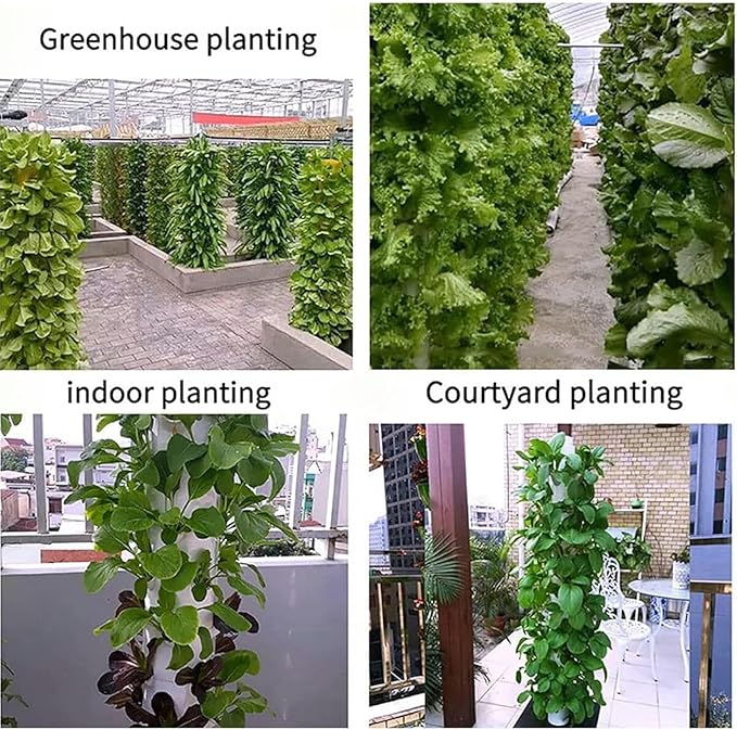 45 Holes 15 Floors Hydroponics Tower Hydroponic Grow Kit with Hydrating Pump Aquaponics Growing Kit for Leafy Vegetables and Fruits