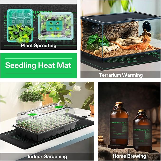 VIVOSUN 48 x 20.75 Seedling Heat Mat and Digital Thermostat Combo Set UL &amp MET-Certified Warm Hydroponic Heating Pad for Germination Indoor Gardening Greenhouse