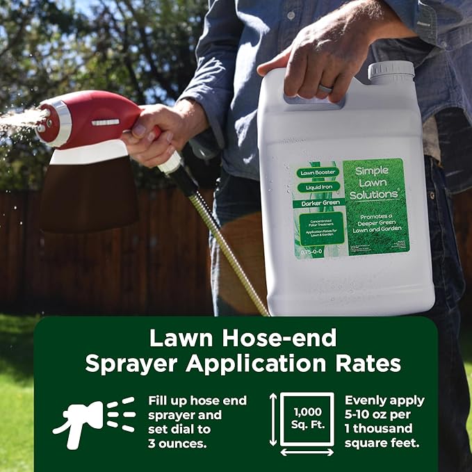 Simple Lawn Solutions - Liquid Iron Darker Green - Chelated Micronutrients - Concentrated Booster for Lawn Indoor Plants and Outdoor Garden (2.5 Gallon)