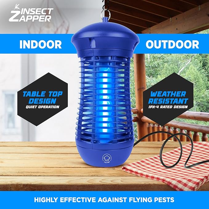 Livin’ Well Blue Bug Zapper Indoor Outdoor - 4000V High Powered Electric Mosquito Zapper Home Patio 1500 Sq Ft Range Fly Trap18W UVA Bulb Mosquito Killer Lamp Insect Bug Light