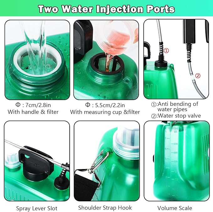 Battery Powered Sprayer 2 Gallon Electric Sprayer with 4 Mist Nozzles USB Rechargeable Handle 32in telescopic Wand Garden Sprayer with Adjustable Shoulder Strap for Lawn Garden Cleaning