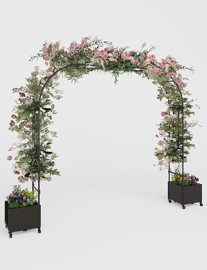 Span 86.6 Garden Arch Trellis for Climbing PlantsMetal Arch Frame Outdoor Garden Arbors and Arches for Halloween Christmas Birthday Party Baby Shower Decoration