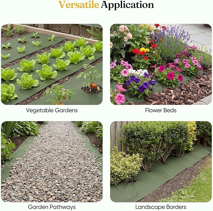Weed Barrier Fabric Heavy-Duty Non-Woven Breathable &amp Permeable No-Fraying &amp Easy to Cut and Install Landscape Fabric for Vegetable Garden Flower Beds 4 ft x 50ft 1 Pack