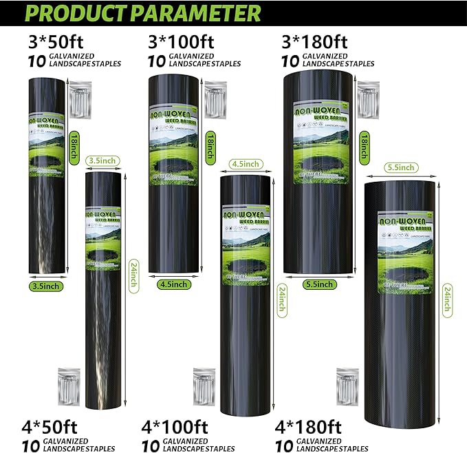 5 OZ Non Woven Geotextile Landscape Fabric Weed Barrier Landscape Fabric for Landscaping French Drains Underlayment Erosion Control Construction Projects 4x50FT Black